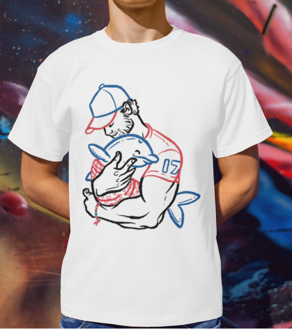Dolphin I Love You Dad 17 Baseball Player Hugging Child's Plush Toy T-Shirt
