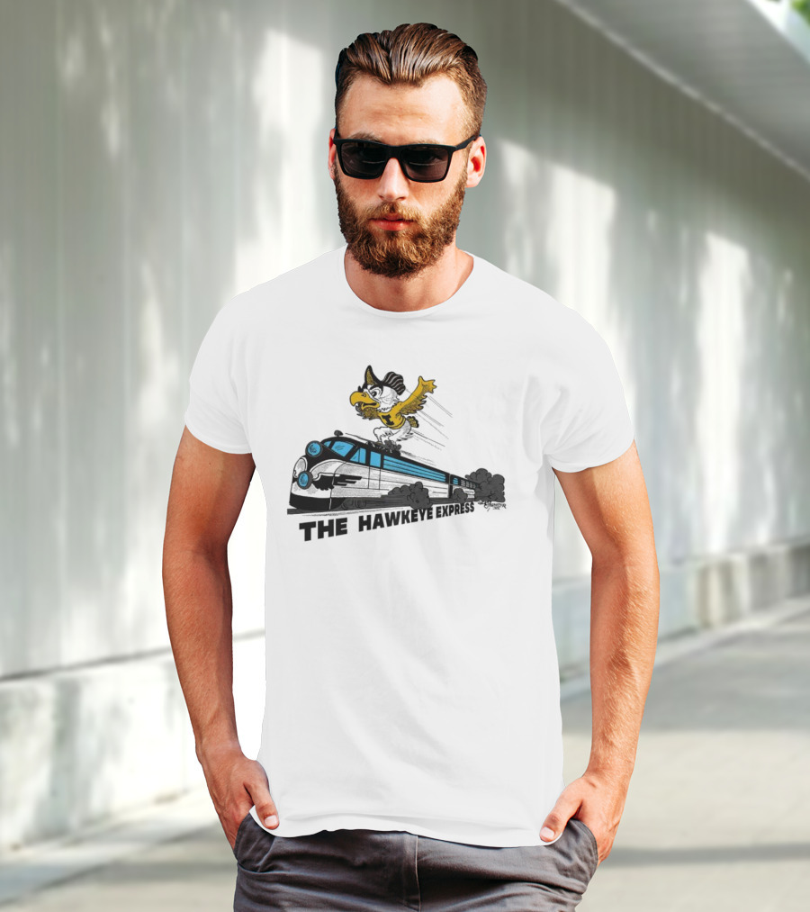 Iowa Hawkeyes The Hawkeye Express Train With Flying Mascot T-Shirt