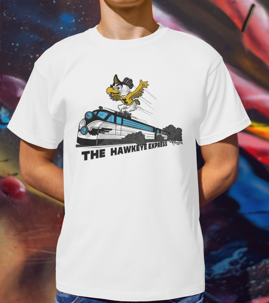 Iowa Hawkeyes The Hawkeye Express Train With Flying Mascot T-Shirt