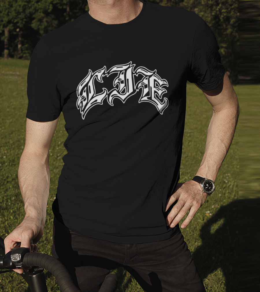 LIE Latinos Run Hardcore Gothic Styled Text T-Shirt