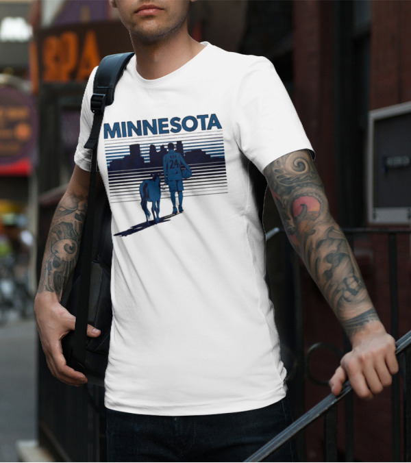 Minnesota Basketball 24 Bring Ya Ass Player And Dog With City Skyline T-Shirt