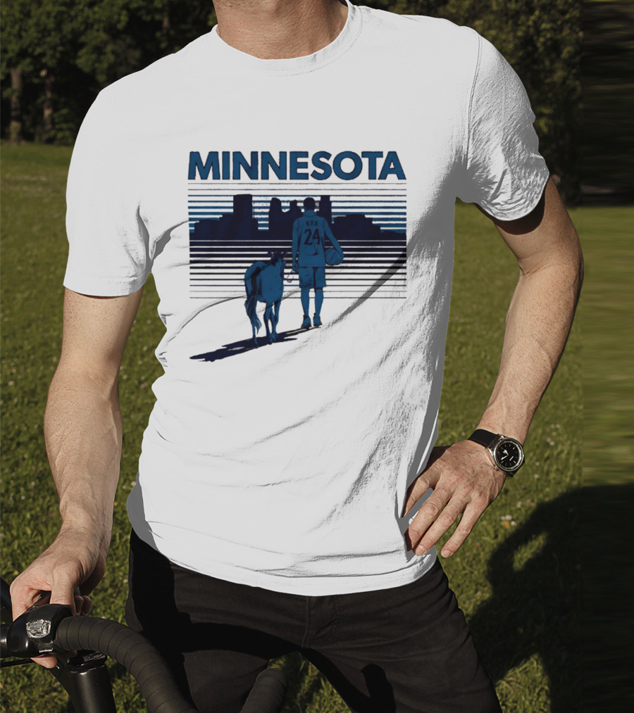 Minnesota Basketball 24 Bring Ya Ass Player And Dog With City Skyline T-Shirt
