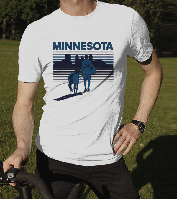 Minnesota Basketball 24 Bring Ya Ass Player And Dog With City Skyline T-Shirt