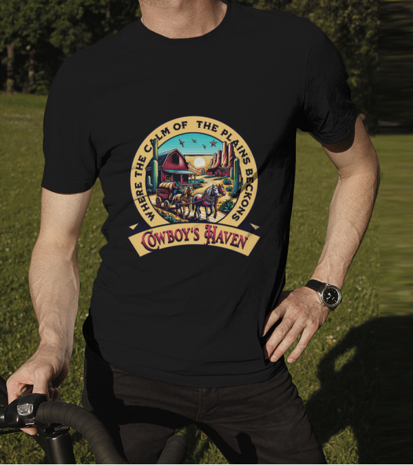 Where The Calm Of The Plains Beckons Cowboy's Haven T-Shirt