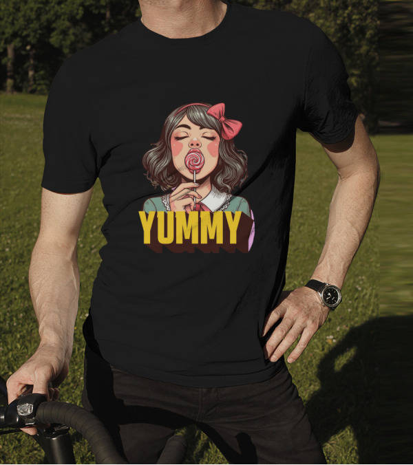 Yummy Girl With Lollipop Pop T-Shirt