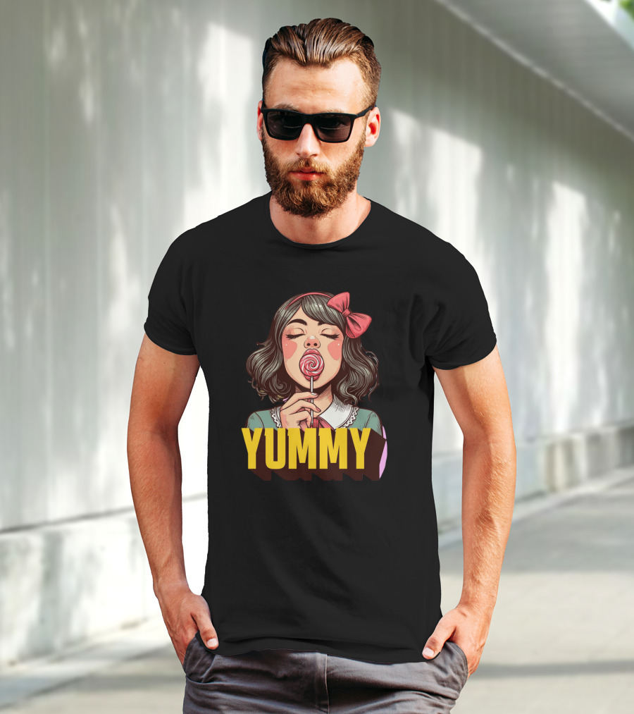 Yummy Girl With Lollipop Pop T-Shirt
