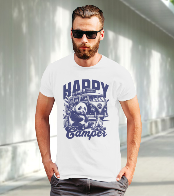 Happy Camper Panda By Van And Campfire Vintage T-Shirt