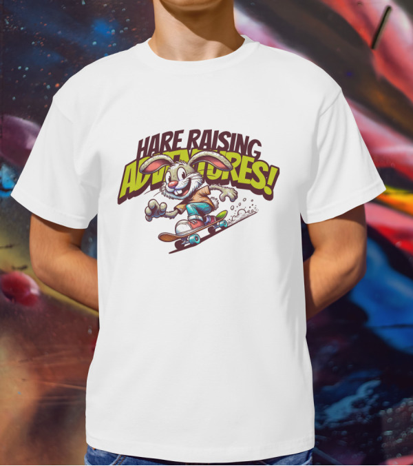 Hare Raising Adventures Skateboarding Rabbit T-Shirt
