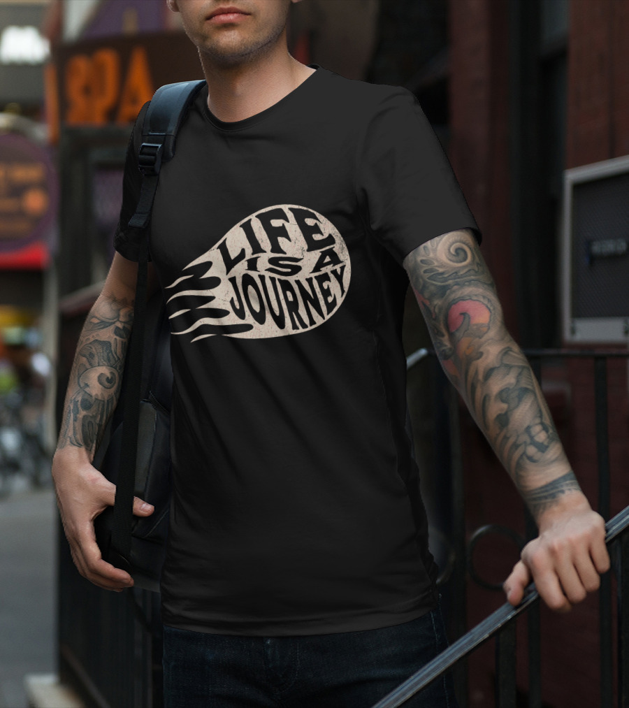 Life Is A Journey Flame-Inspired Text T-Shirt