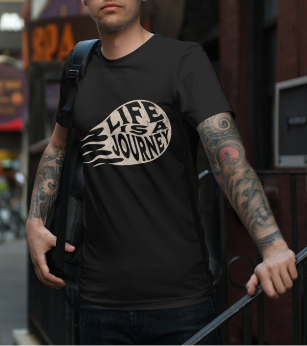 Life Is A Journey Flame-Inspired Text T-Shirt