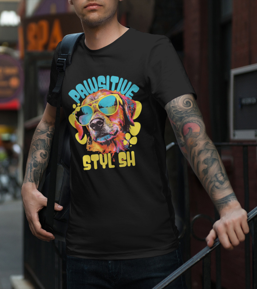 Pawsitive Styl Sh Sunglasses Retro Dog T-Shirt