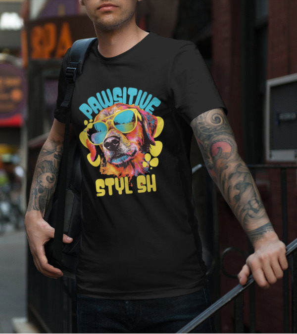 Pawsitive Styl Sh Sunglasses Retro Dog T-Shirt