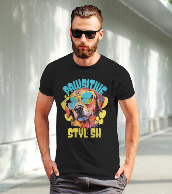 Pawsitive Styl Sh Sunglasses Retro Dog T-Shirt
