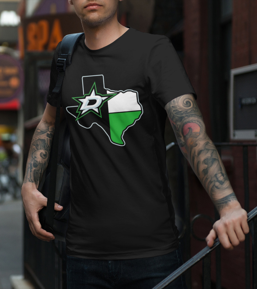 Dallas Stars NHL Texas Outline And Emblem T-Shirt