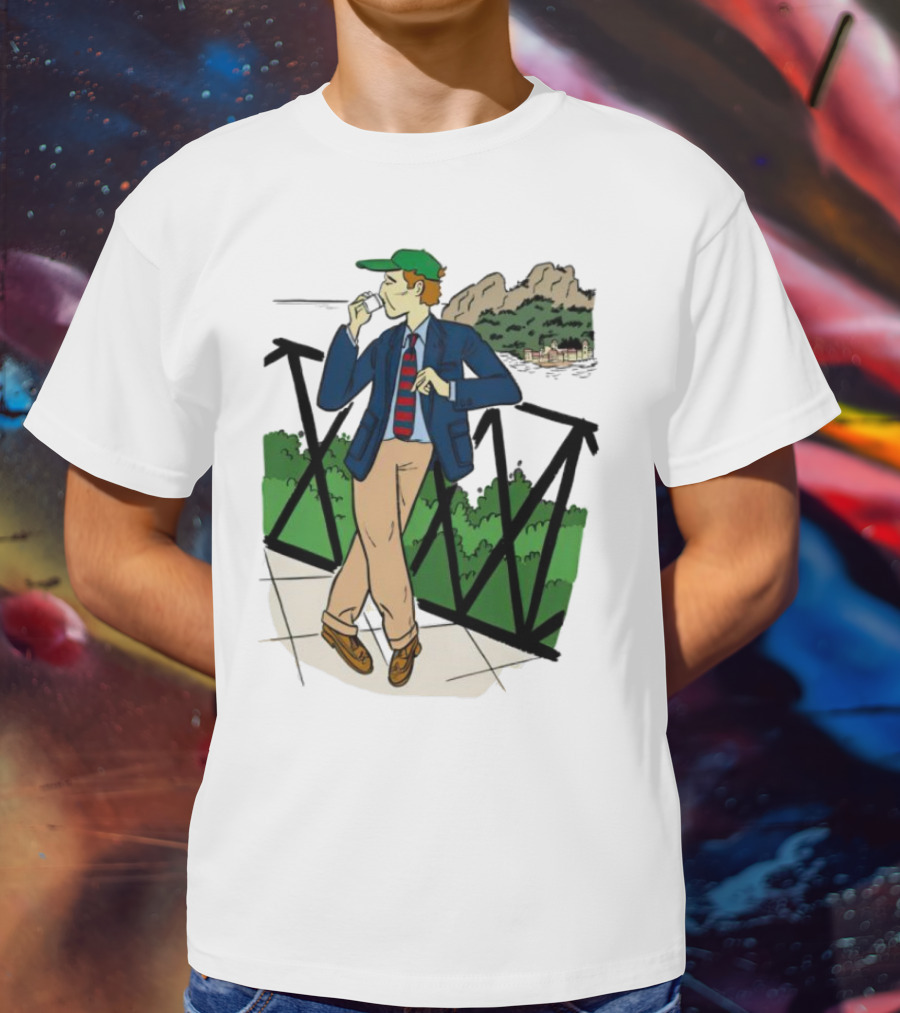 Dick Carroll Roy Rober’s Green Cap And Cityscape Pipe Smoker T-Shirt