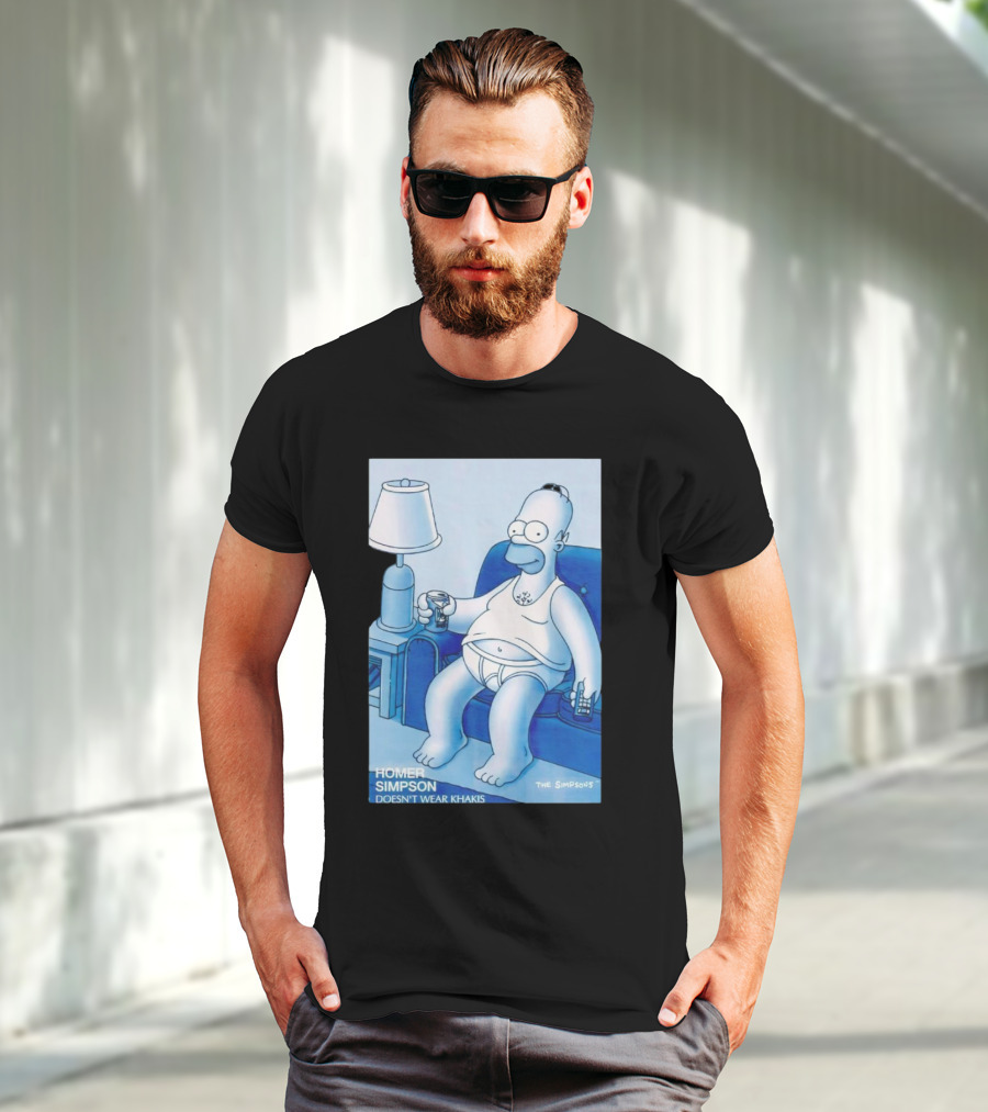 Homer Simpson Relaxing At Home With Drink And Remote Control T-Shirt