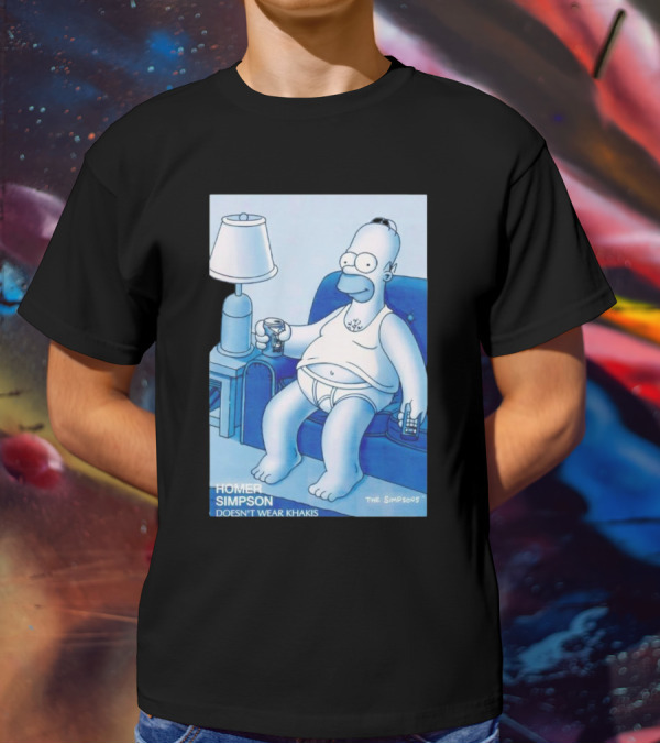 Homer Simpson Relaxing At Home With Drink And Remote Control T-Shirt