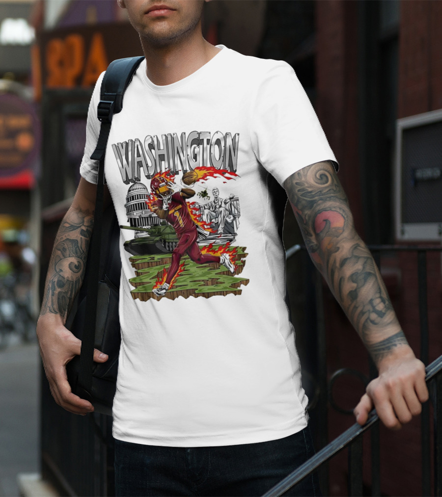 Washington Commanders Jahan Dotson Football Cartoon Capitol Tank Lincoln Fire T-Shirt