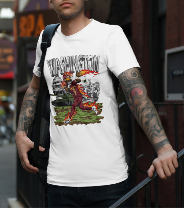Washington Commanders Jahan Dotson Football Cartoon Capitol Tank Lincoln Fire T-Shirt