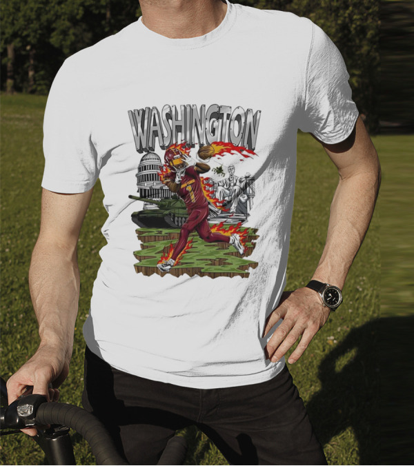 Washington Commanders Jahan Dotson Football Cartoon Capitol Tank Lincoln Fire T-Shirt