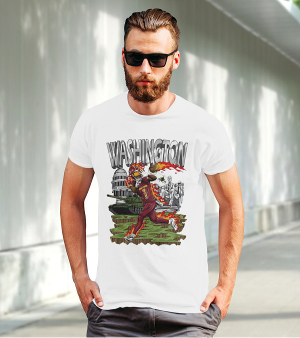 Washington Commanders Jahan Dotson Football Cartoon Capitol Tank Lincoln Fire T-Shirt