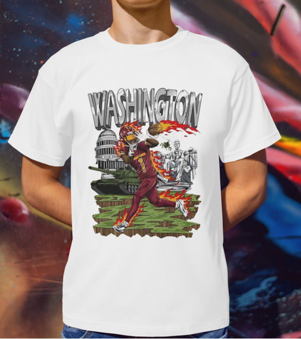 Washington Commanders Jahan Dotson Football Cartoon Capitol Tank Lincoln Fire T-Shirt