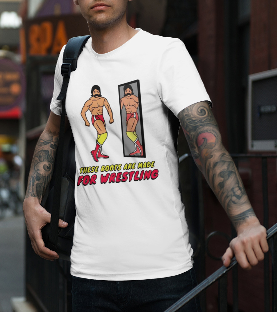 These Boots Are Made For Wrestling Reflective Wrestler Mirror Image T-Shirt