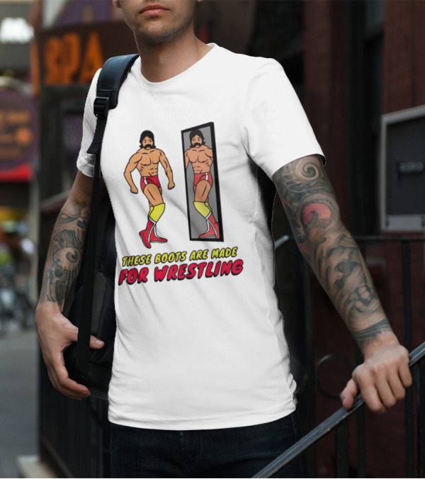 These Boots Are Made For Wrestling Reflective Wrestler Mirror Image T-Shirt