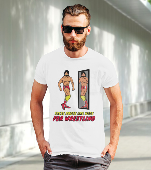 These Boots Are Made For Wrestling Reflective Wrestler Mirror Image T-Shirt