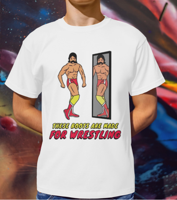 These Boots Are Made For Wrestling Reflective Wrestler Mirror Image T-Shirt