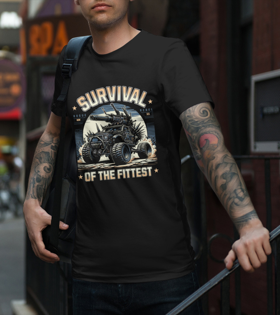 Survival Of The Fittest Rogue Rebel Monster Truck T-Shirt