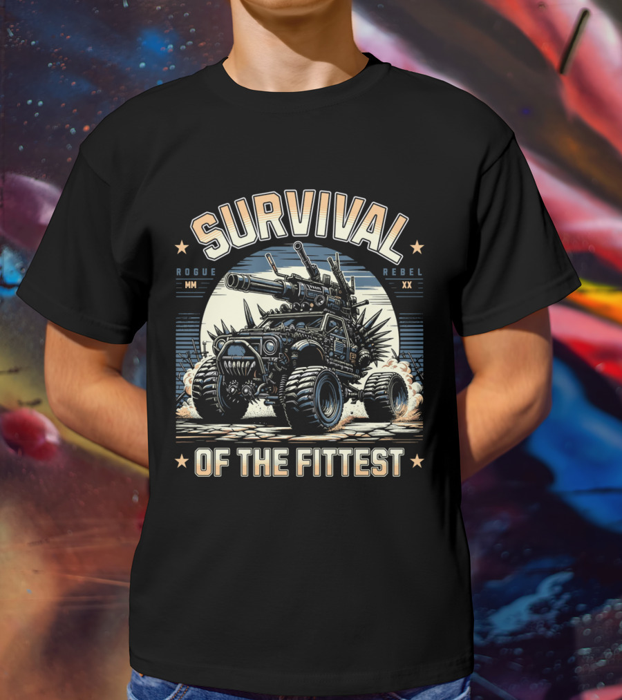 Survival Of The Fittest Rogue Rebel Monster Truck T-Shirt