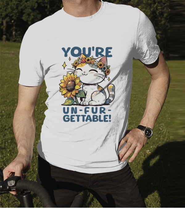 YOU'RE UN-FUR-GETTABLE Sunflower Cat With Flower Crown T-Shirt
