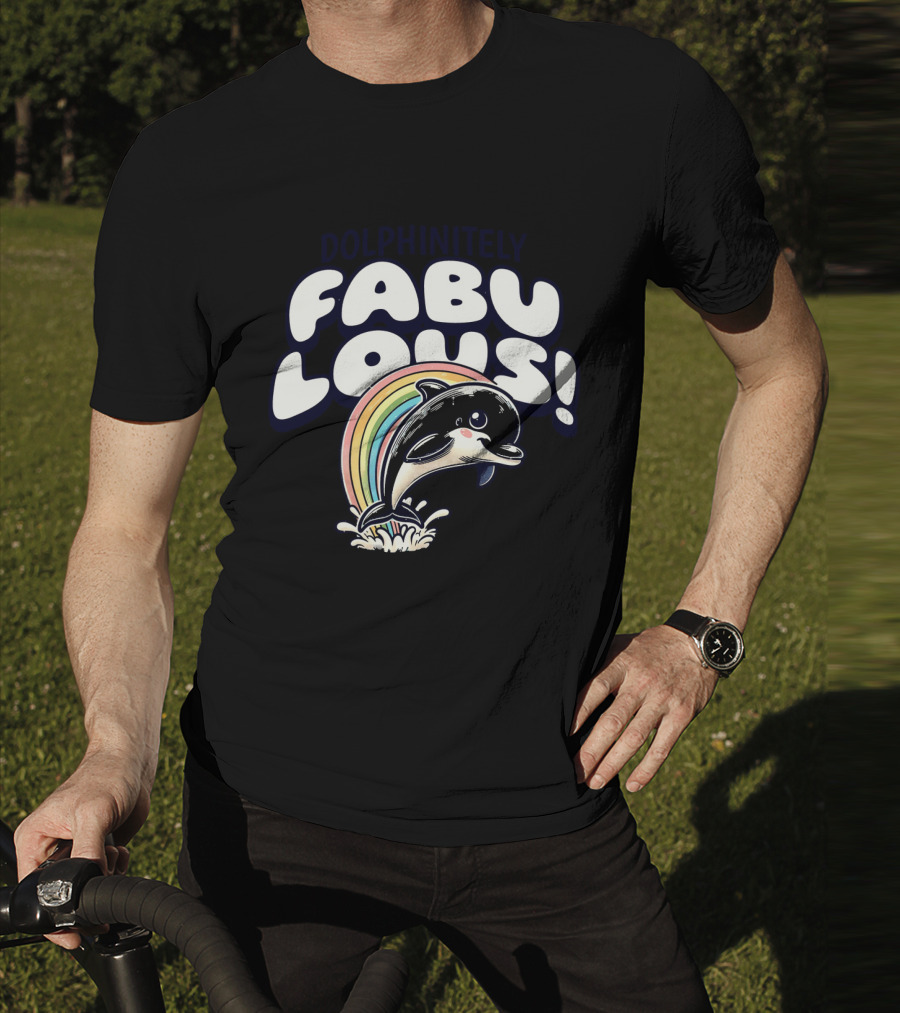 Dolphinitely Fabulous Rainbow Dolphin Splash T-Shirt