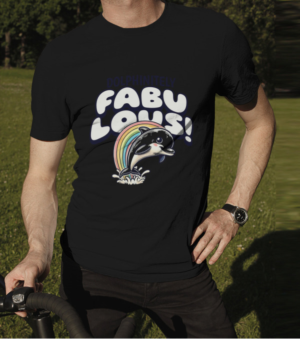 Dolphinitely Fabulous Rainbow Dolphin Splash T-Shirt