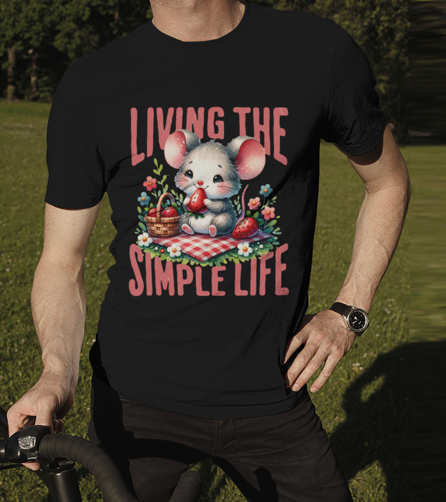 Living The Simple Life Cottagecore Picnic Mouse T-Shirt