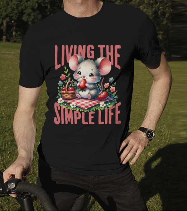Living The Simple Life Cottagecore Picnic Mouse T-Shirt