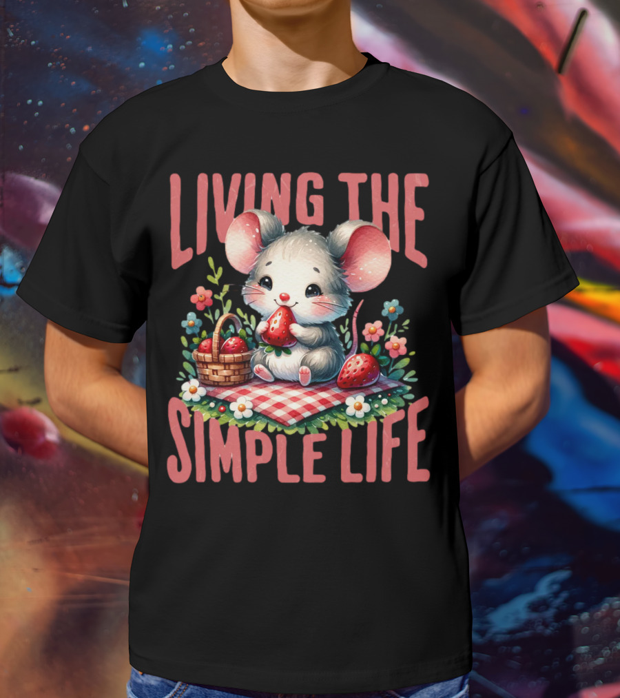 Living The Simple Life Cottagecore Picnic Mouse T-Shirt