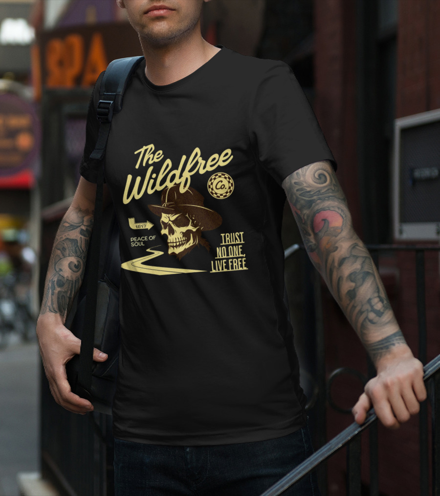 The Wildfree Co Trust No One Live Free Peace Of Soul Skull 1677 T-Shirt