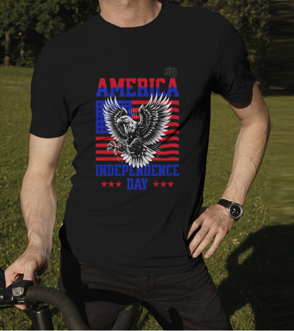 America Independence Day Eagle Flag Stars T-Shirt