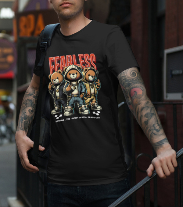 FEARLESS Spread Love Drop Beats Peace Out Teddy Trio T-Shirt
