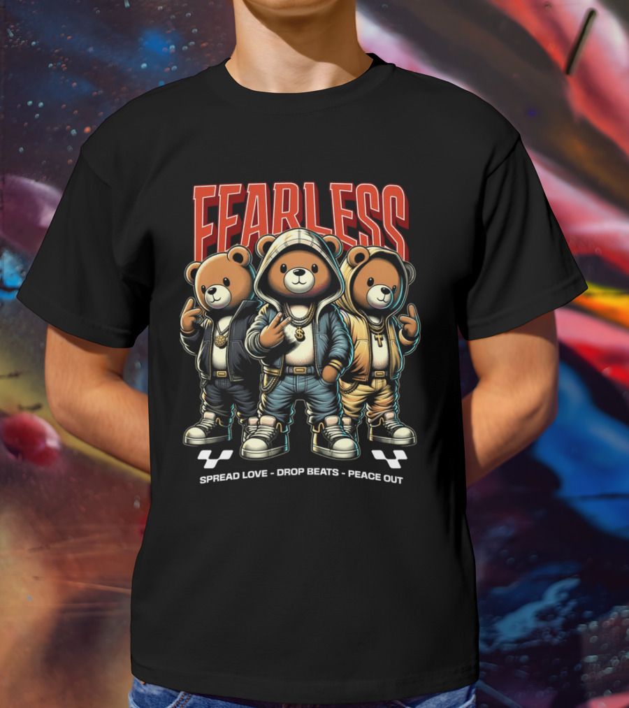 FEARLESS Spread Love Drop Beats Peace Out Teddy Trio T-Shirt