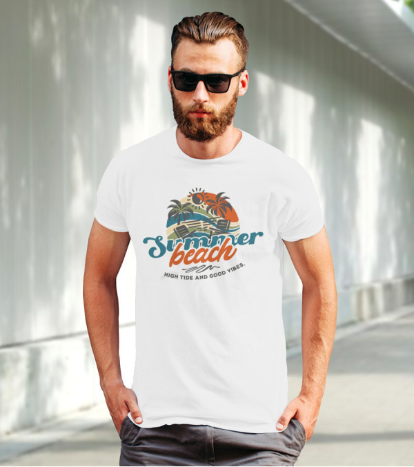 Summer Beach High Tide And Good Vibes T-Shirt