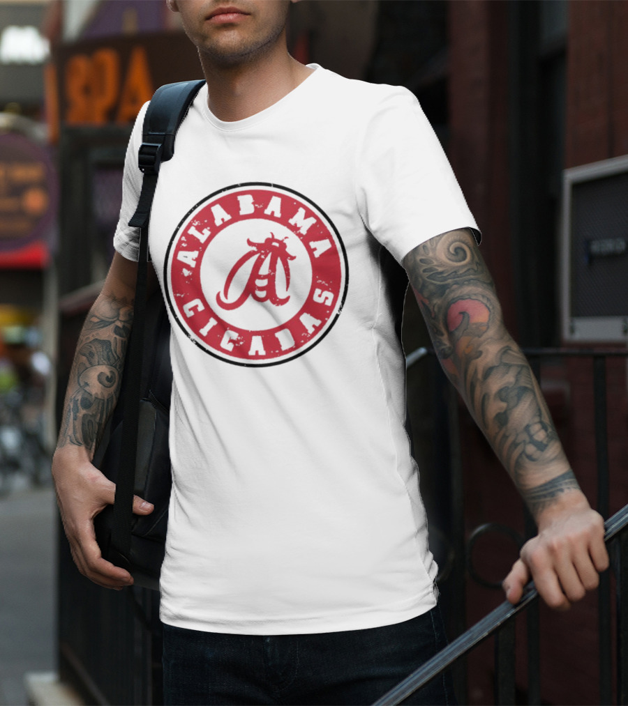 Alabama Cicadas Crimson Tide Football Circle Emblem T-Shirt
