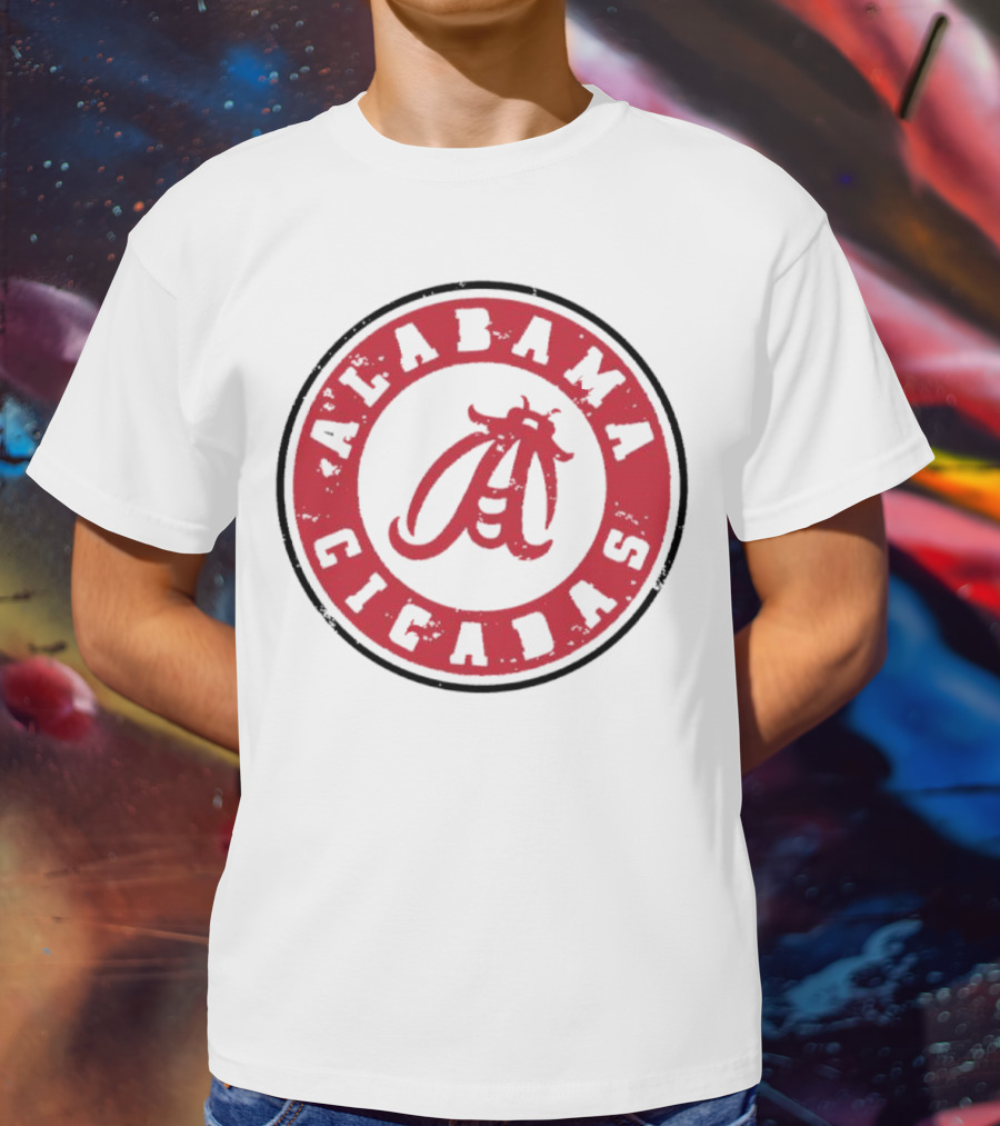 Alabama Cicadas Crimson Tide Football Circle Emblem T-Shirt