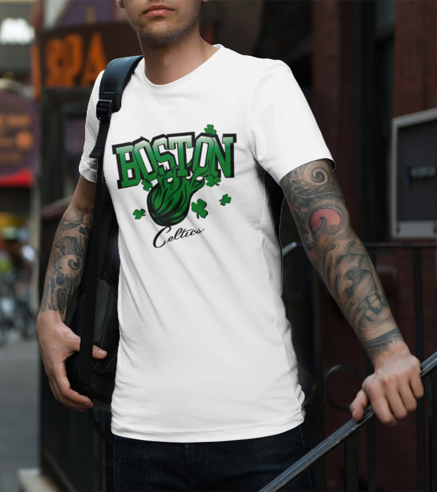 Boston Celtics Shamrock Flames Basketball Vintage T-Shirt