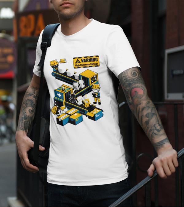 Warning High Cuteness Voltage Cats Factory Worker Warning T-Shirt