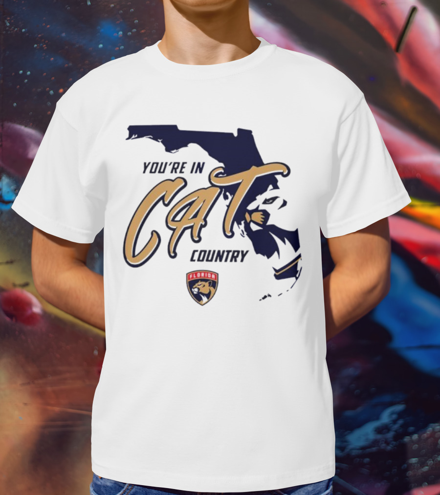 Florida Panthers You're In Cat Country Map Outline T-Shirt