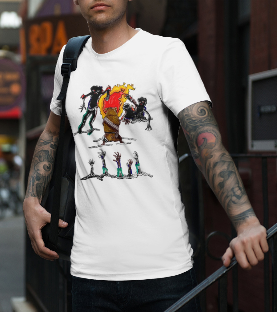 Hamster Of The Apocalypse Surrounded By Flaming Shadows T-Shirt