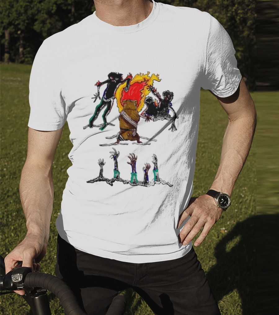 Hamster Of The Apocalypse Surrounded By Flaming Shadows T-Shirt